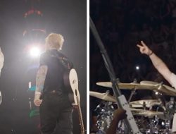 Chris Hemsworth Plays Drums at Ed Sheeran Concert