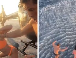 Katy Perry and Orlando Bloom Plunge From Helicopter Into Ocean in Sardinia