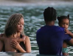 Rihanna Hits Barbados Beach with A$AP Rocky and Sons