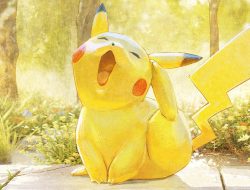 I am deeply obsessed with this sleepy, yawning Pikachu that won the Pokemon TCG Illustration Contest this year