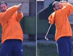 Adam Sandler Takes Golf Swings on ‘Happy Gilmore 2’ Movie Set