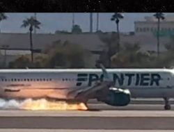 Video Shows Frontier Airlines Plane Catches Fire in Las Vegas
